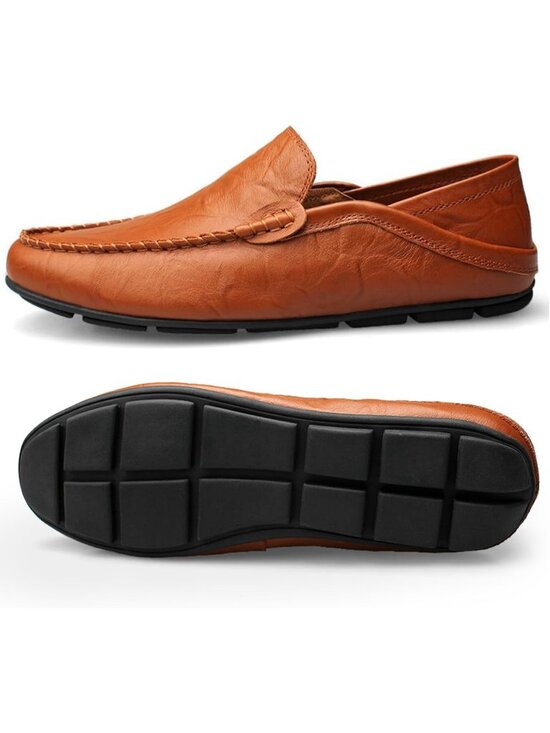 Men\'s Brown Leather Loafers Premium Genuine Slip On Breathable Casual Shoes main image 4